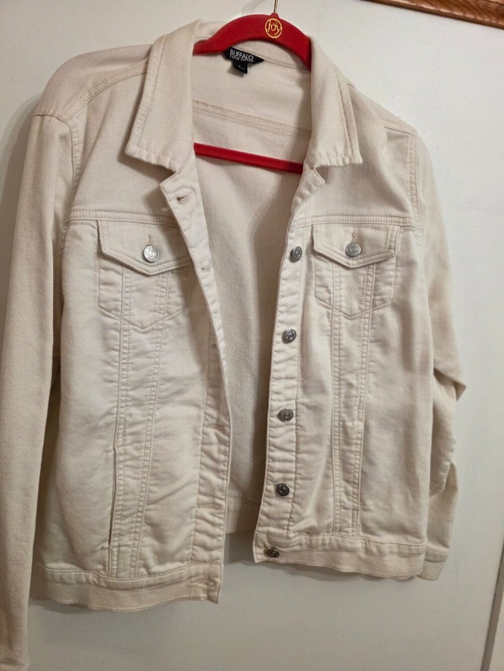 Buffalo David Bitton Knit Denim Jacket Womens Size L Light Pink